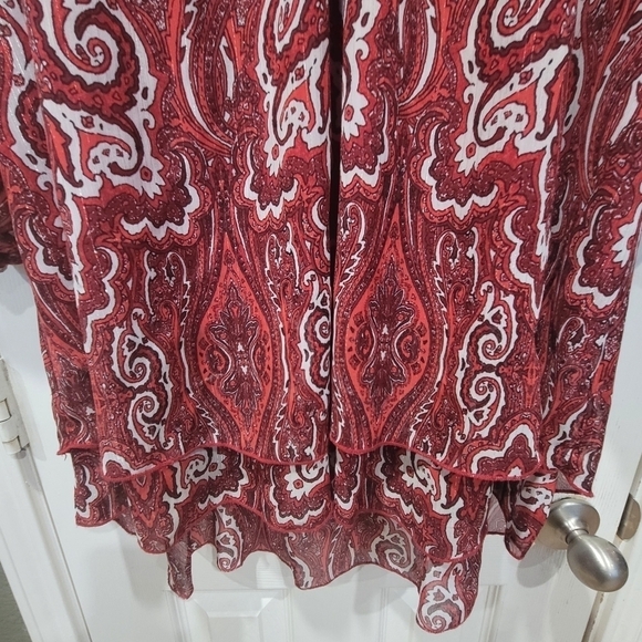 Cato 18/20 Red Paisley Mini Layered Dress or Tunic Blouse Boho Cottagecore - Picture 4 of 8